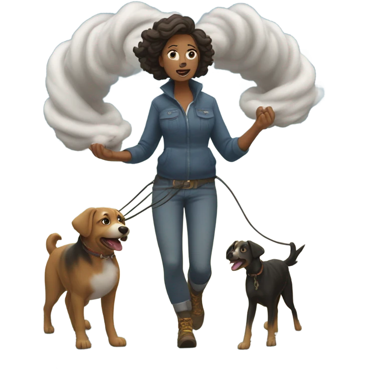 A mom in a tornado with dogs emoji