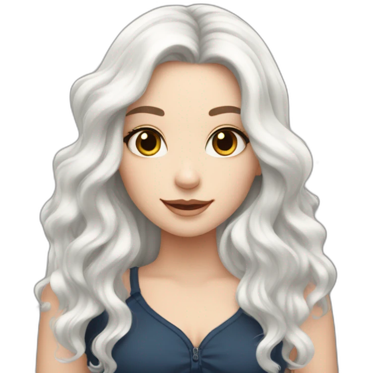 white girl with  long wavy black hair with  magic sparkles emoji