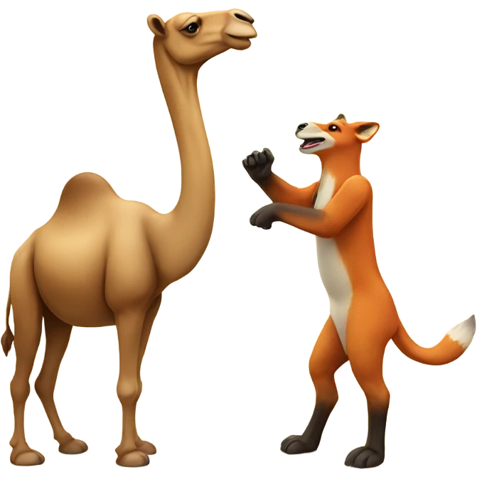 A camel giving a fox a high 5 emoji