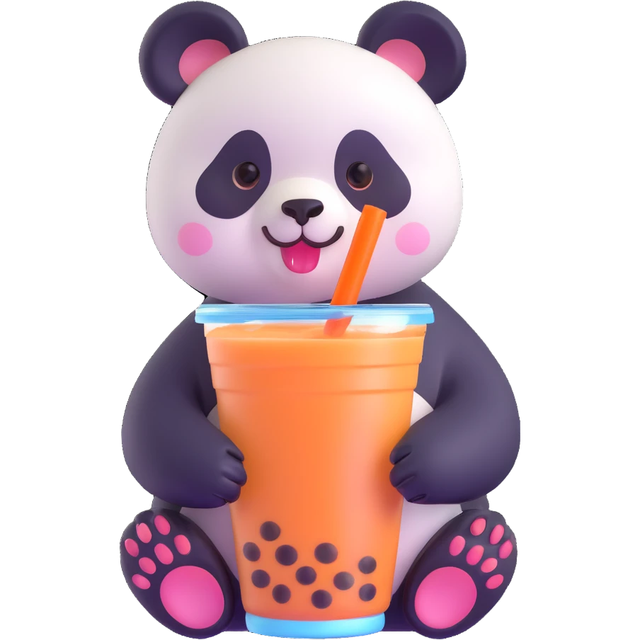 panda drinking bubble tea emoji