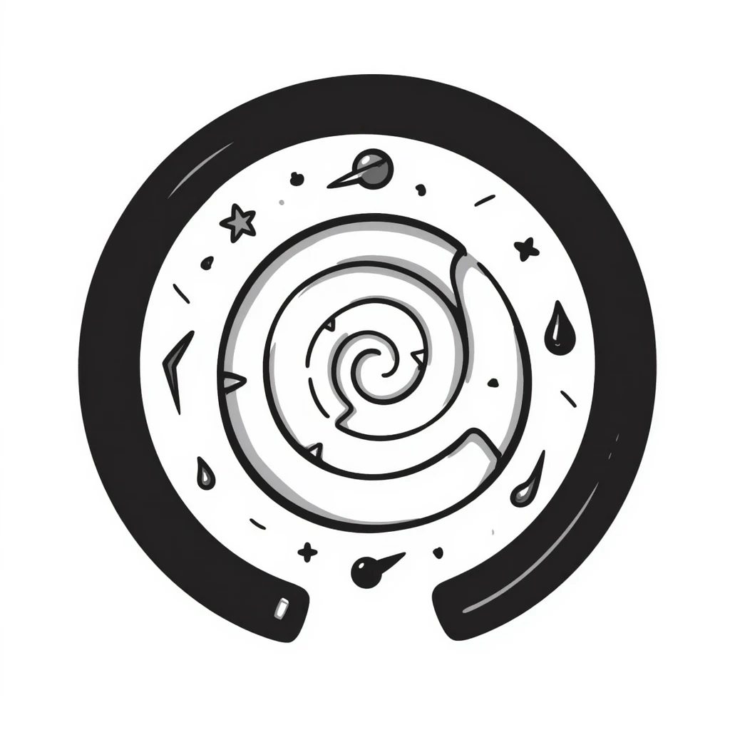 hand-drawn teleportation portal with spiraling vortex and magical symbols emoji