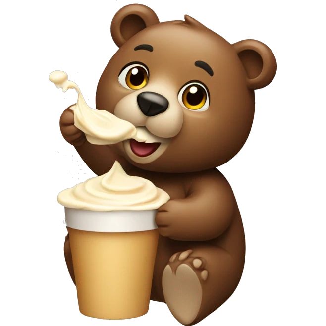 Bear eating Beige içe cream  emoji