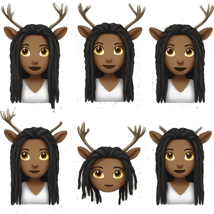 Woman deer, black dreads emoji