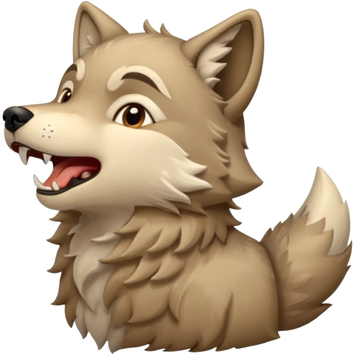 a wolf cub howling head up the word hundooooo emoji