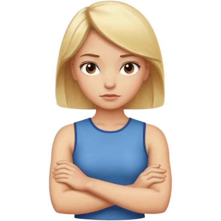 Blonde hair girl with serious face & arms crossed  emoji