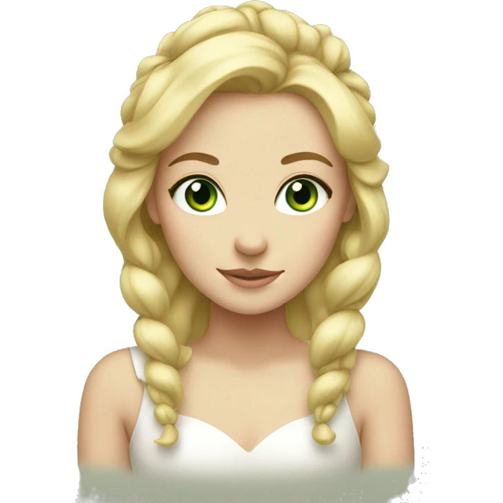 blonde girl with bows in hair and green eyes  emoji