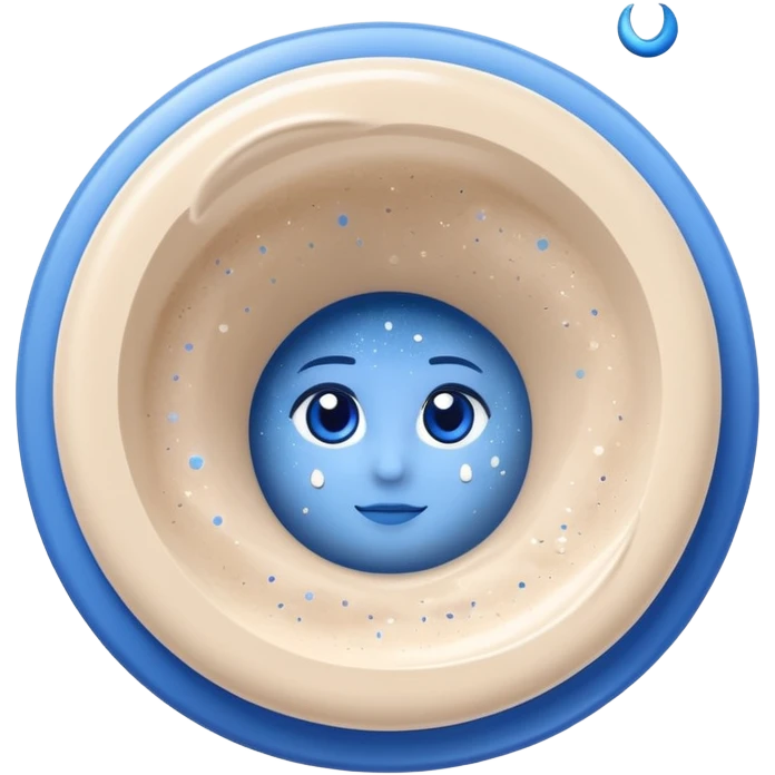 Small white CeraVe tube with blue label soft beige tip, with gentle light. Surrounded by tiny floating tear-shaped sparkles and crescent moon dust, hinting at dark circle repair. Emits a soothing blue-beige aura like a targeted eye revival spell. Compact, calming, and luminous — emoji-style. emoji