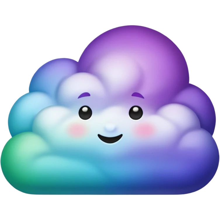 purple and green and blue gradient fluffy cloud with lighting emoji