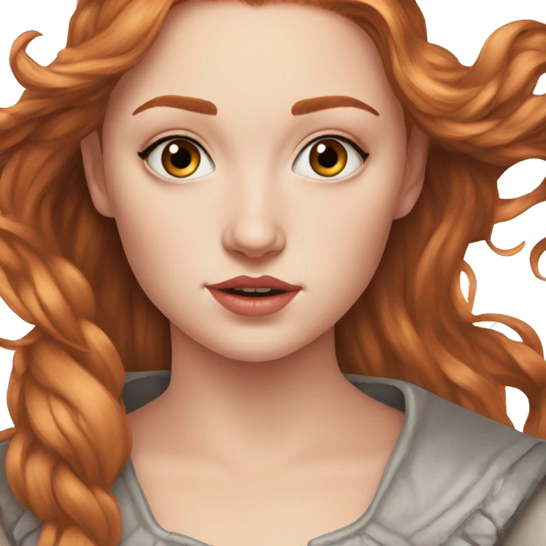 Emily Elizabeth, teenager, Sansa Stark, hyperreal, photoreal portrait emoji