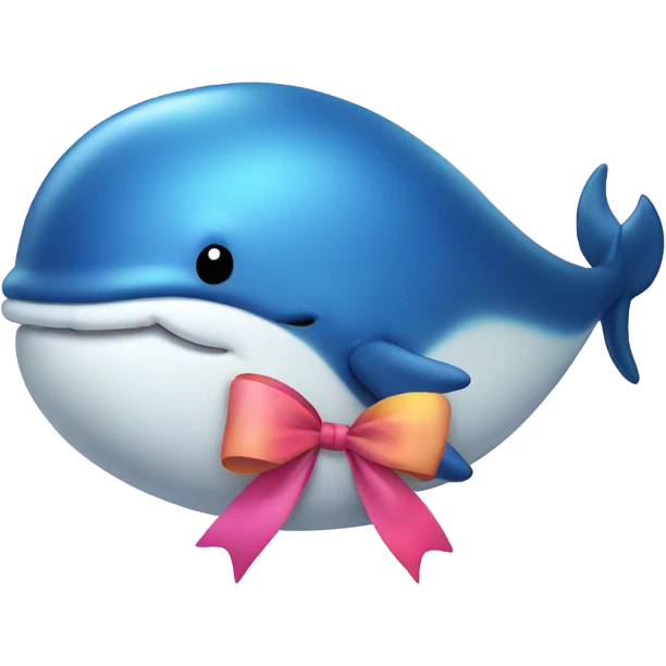 fat whale wearing a bow emoji