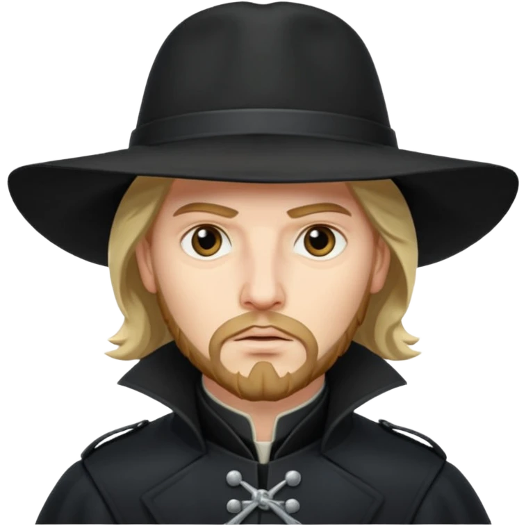 Athos, musketeer in black trench coat emoji