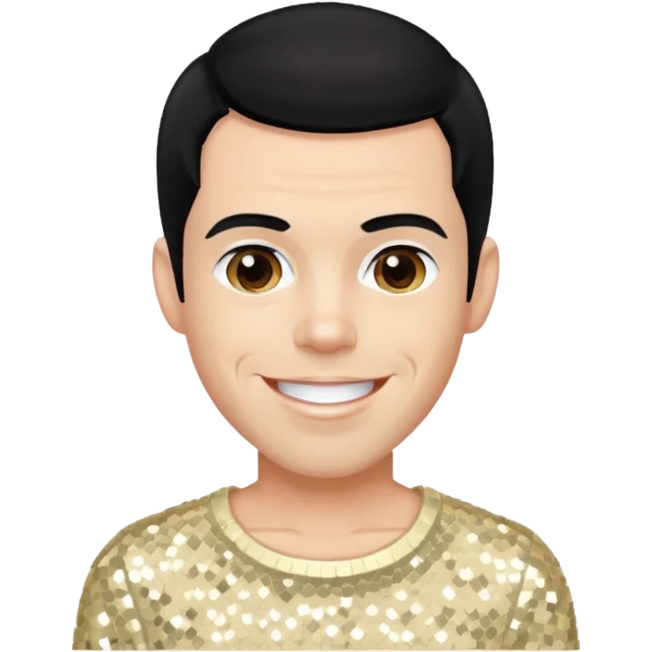 Steve O from Jackass with black hair, cream sequin outfit emoji