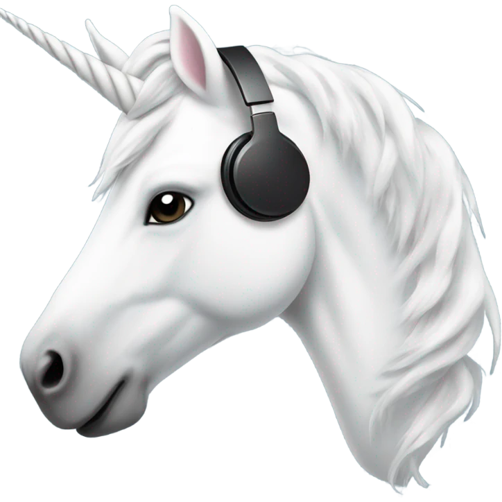 White unicorn with headphones emoji