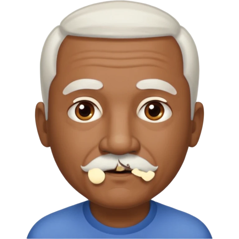 An elderly man emoji with medium-dark skin tone, short neatly trimmed white hair around the sides and back of his head, a bald top, and well-groomed facial hair — a small white mustache paired with a short rounded white goatee that frames his mouth. emoji