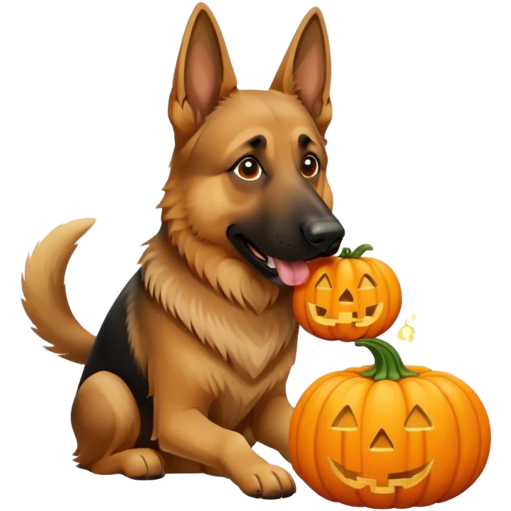 German Shepard eating pumpkin  emoji