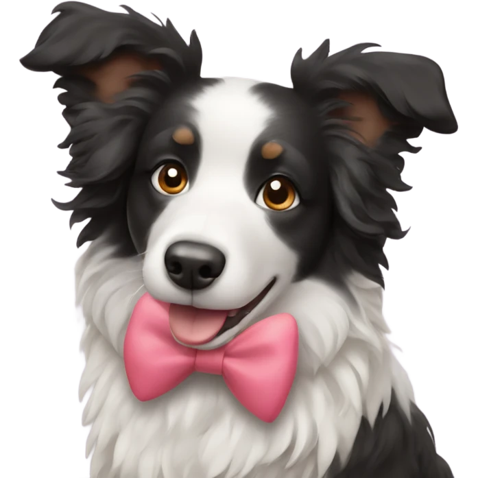 Border collie poodle with bow emoji