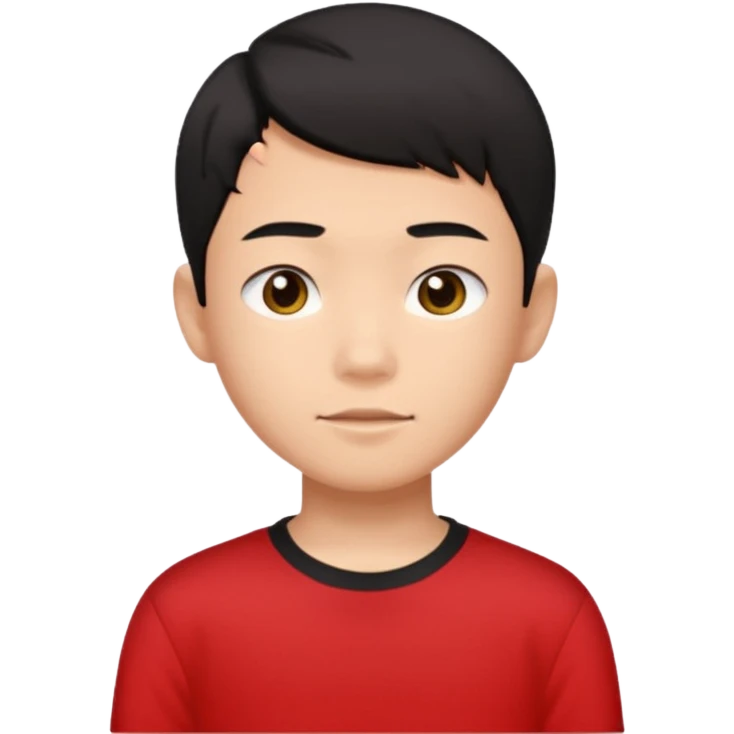 asian boy teenager black short hair red shirt emoji