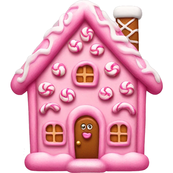 pink gingerbread house with bow emoji