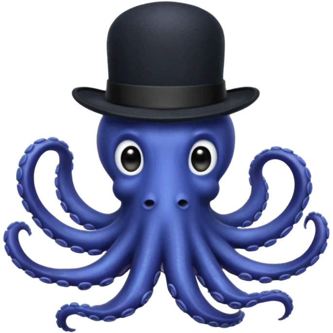 Henry the Octopus from the Wiggles with black hat and bow tie, indigo skin emoji
