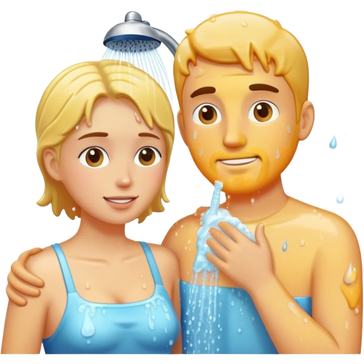 White couple showering emoji