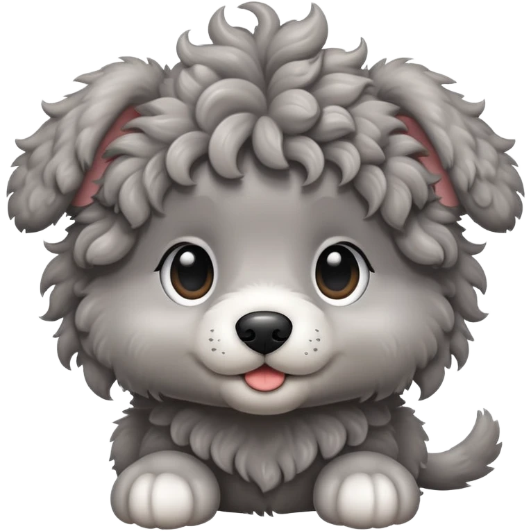 Gray curly puppy emoji
