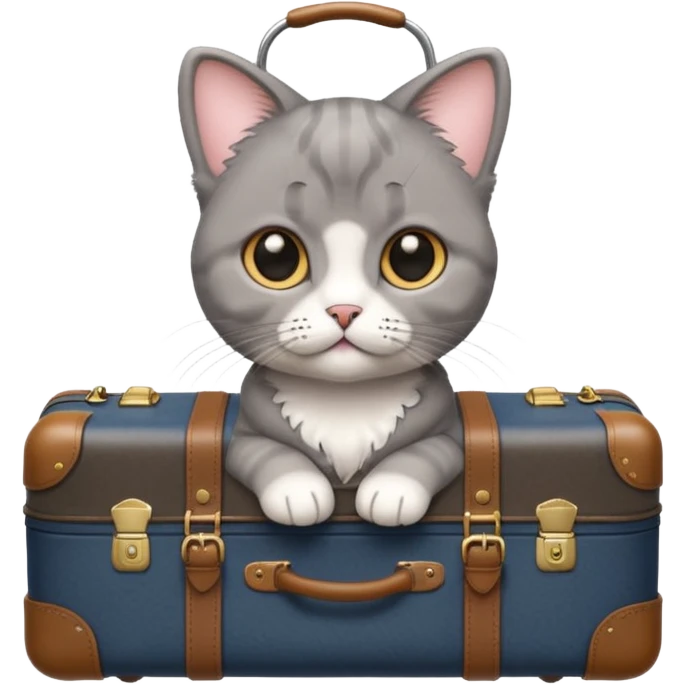 Gray scottish fold with baggage emoji