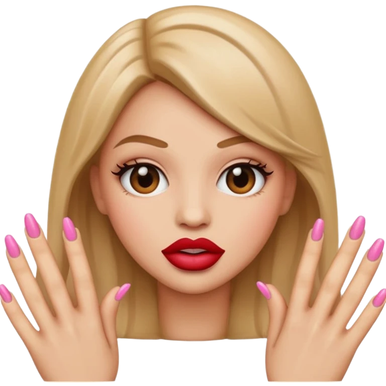 Emoji with big lips and material girl nails emoji