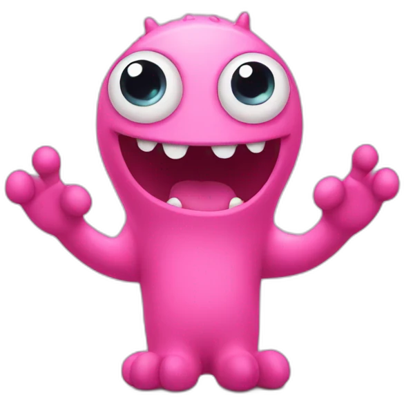 little pink monster waving emoji