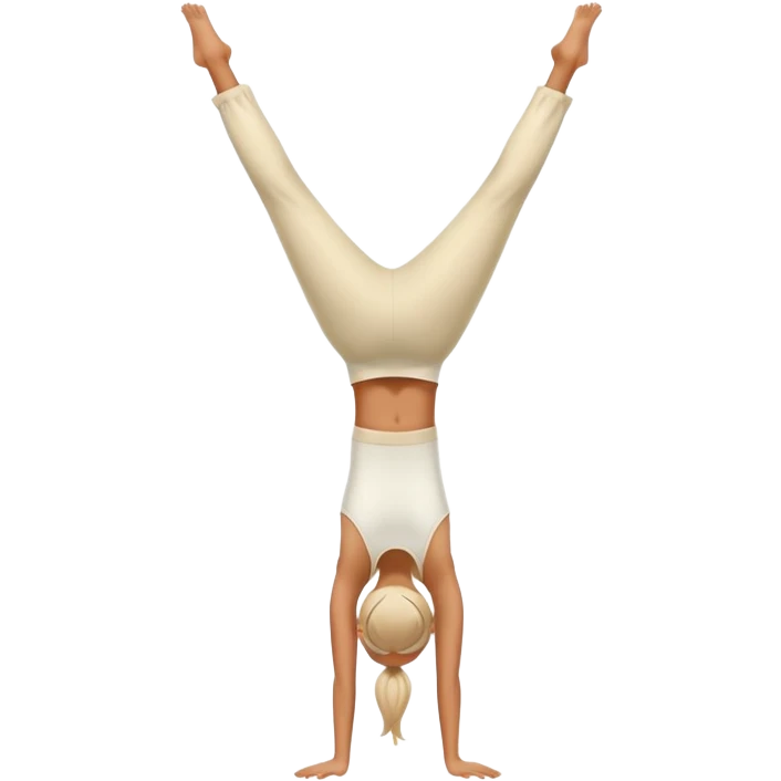 Girl handstand in cream pants emoji