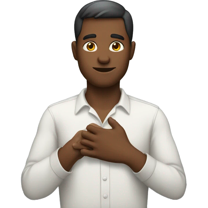 a man holding his right hand on his heart emoji