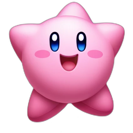 cute happy Kirby jumping on a star emoji
