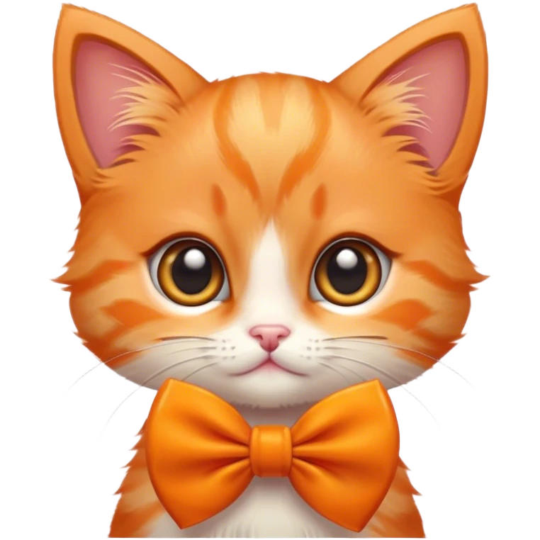 orange kitten with a bow and big eyes emoji