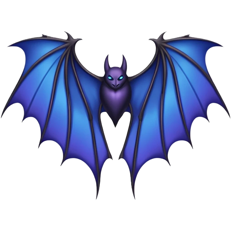 Dark fantasy bat wings, symmetrical, sharp edges, deep black with subtle blue-purple highlights, realistic, high detail, isolated on black background emoji