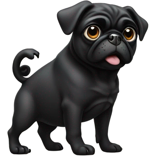 Black pug giving the thumbs down sign emoji