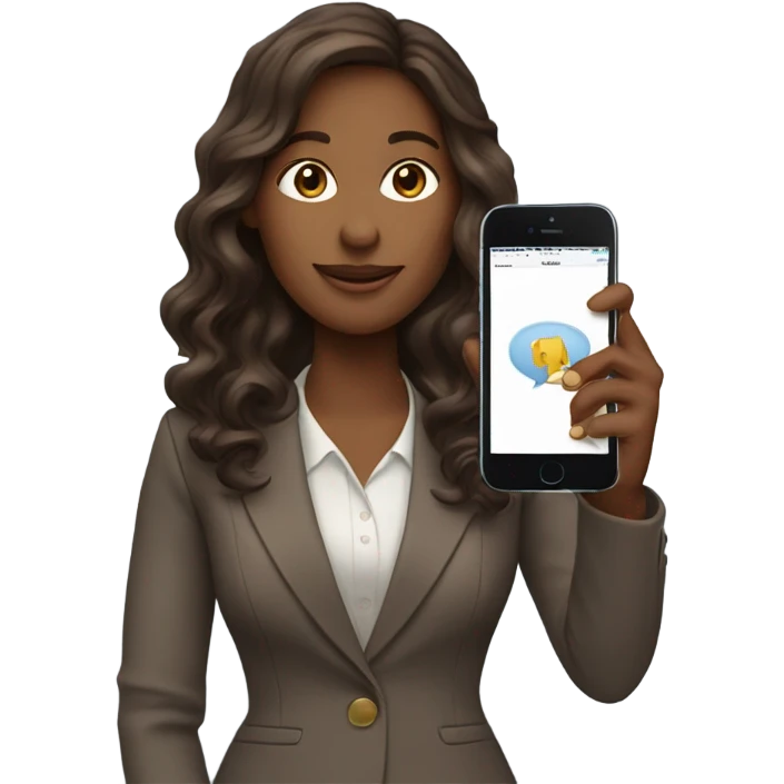 business woman with long wavy brown hair on the iphone emoji