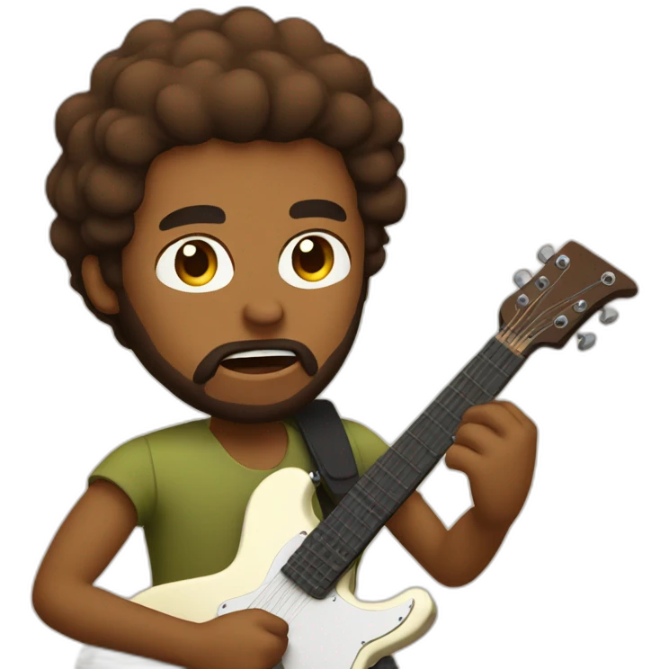 Brown guy with beard angry playing guitar emoji