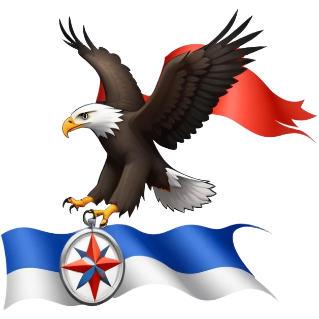 eagle against the background of the Russian flag and a black and white wind rose emoji
