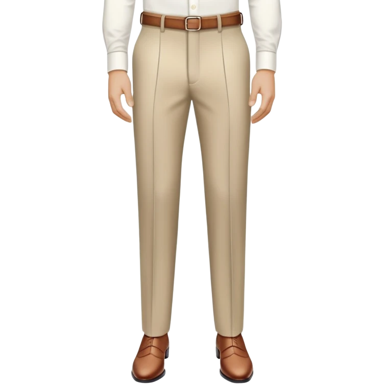 beige dress pants with only white vertical stripes, no horizontal lines, formal trousers with cuffed hem, pinstripe pattern, no grid or checks, isolated garment only emoji