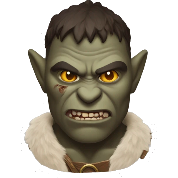 Brown Orc with a white palm on his face from the Lord of the Rings shows a heart emoji