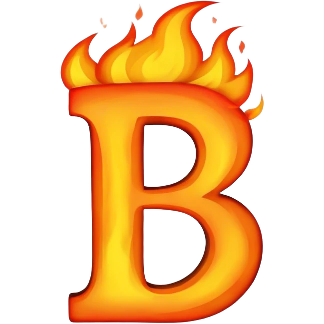The letter b on fire emoji