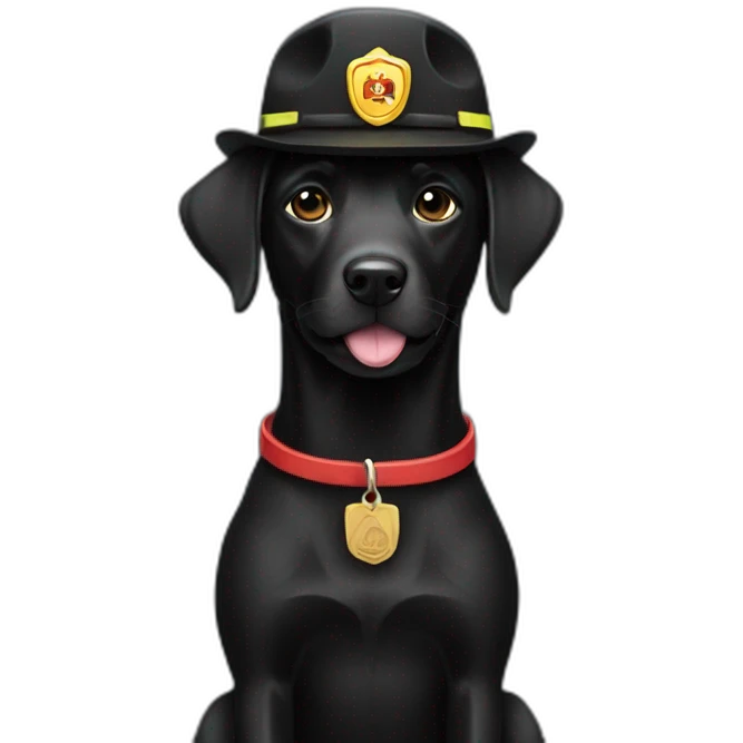 Un labrador noir pompier emoji