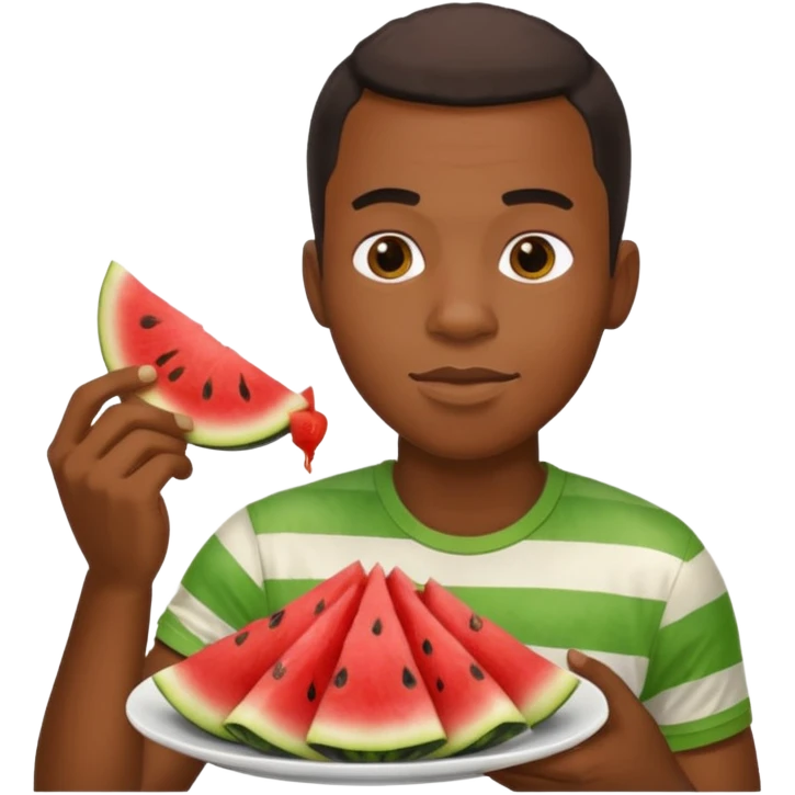 Black man eating chicken and watchermelon emoji