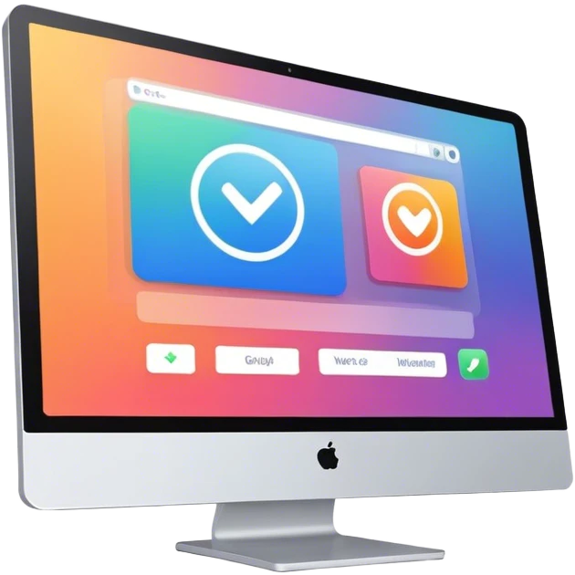 Create an emoji for UX/UI design. Show a monitor or tablet with a web interface mockup displayed on the screen. Use modern, professional colors. Do not include any emojis or smiley faces. Make the background transparent. emoji