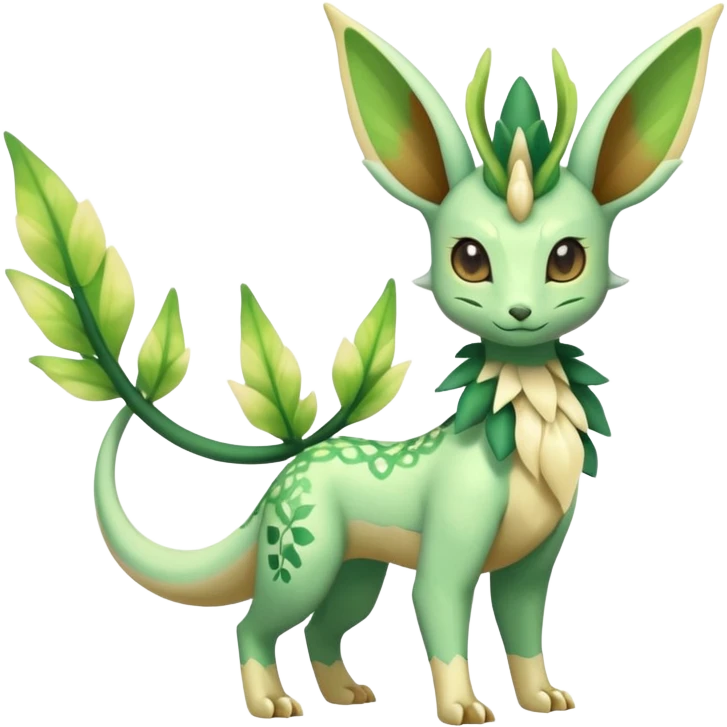 Sparkly White And Green Natural Flowery Colorful Leafeon-Flygon-Fakémon-hybrid-creature (full body)  emoji