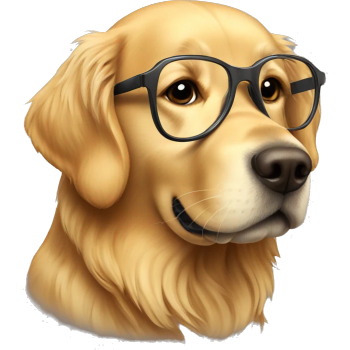 Golden retriever with glasses emoji