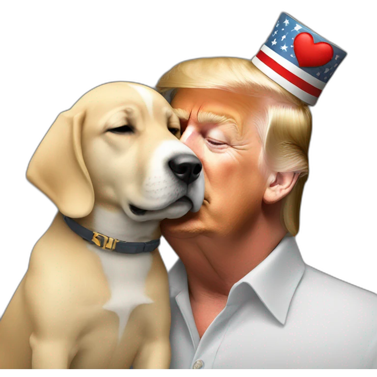 trump kissing a dog emoji