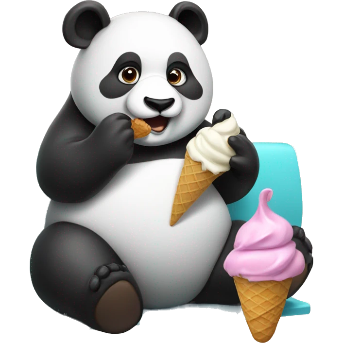Panda eating ice cream emoji