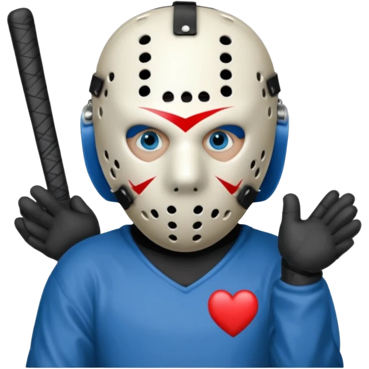 Jason Voorhees, looking cute, heart gesture with hands emoji