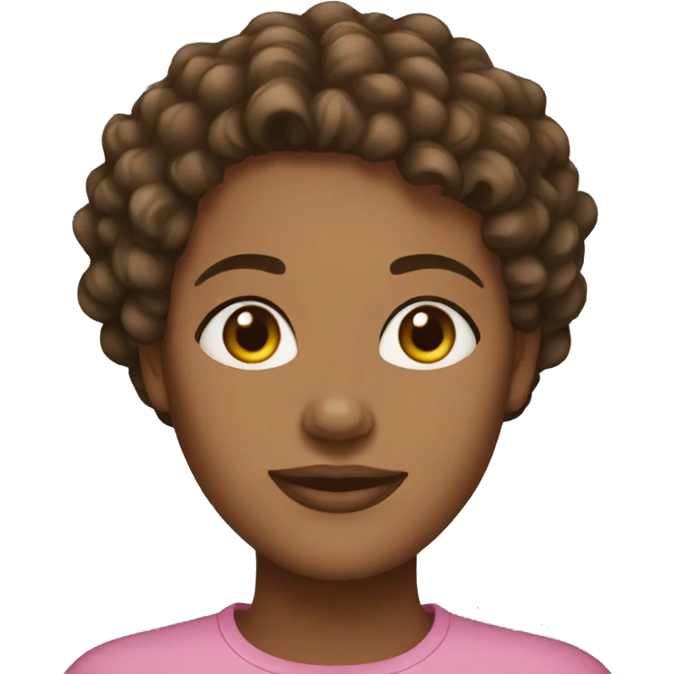 brown skin woman curly short hair emoji