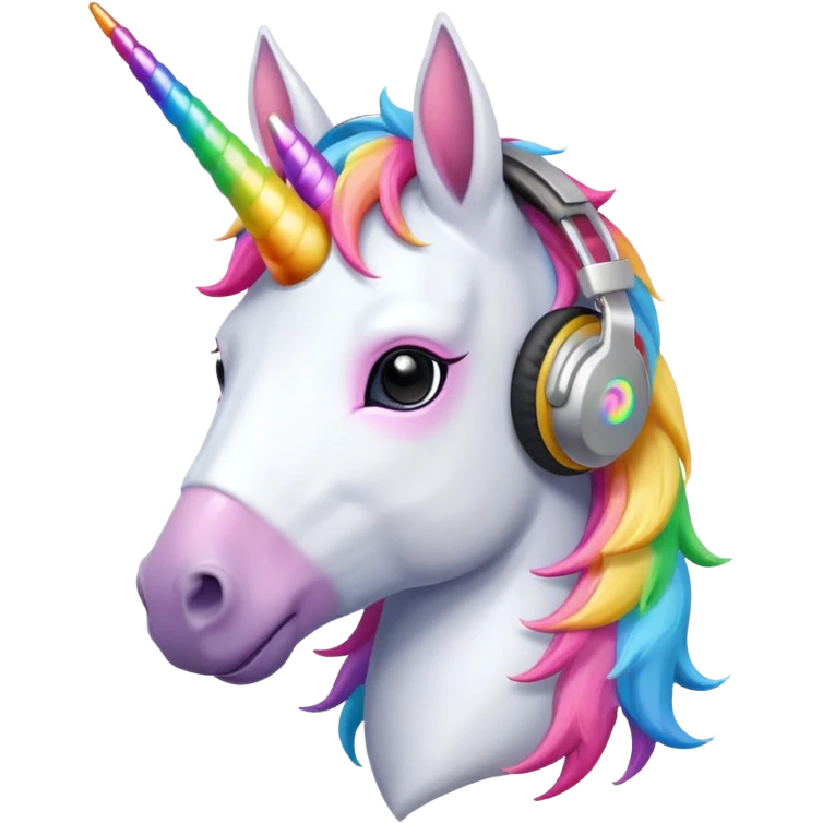 headphone wearing unicorn emoji